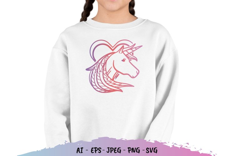 Unicorn in Heart with Gradient Color SVG