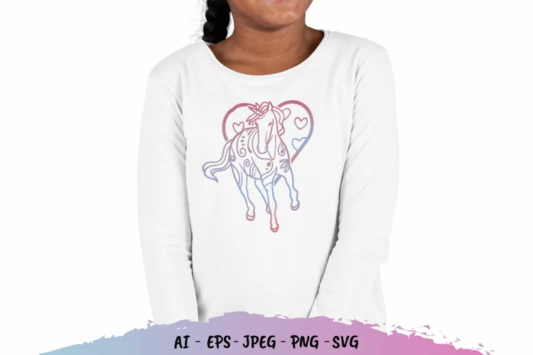 Unicorn in Heart with Gradient Color SVG