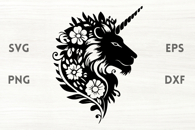 Floral Lion Unicorn SVG