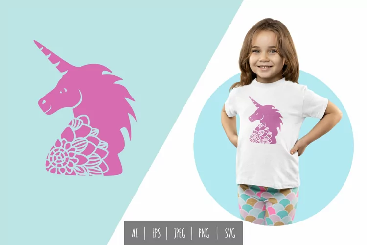 Unicorn with Mandala Flower on Its Chest