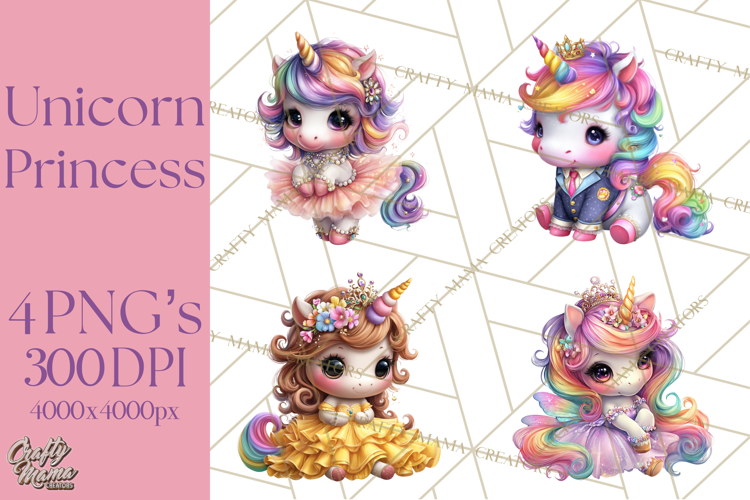 Unicorn Princess Ball Clipart PNG, Baby Unicorns Gowns Tux