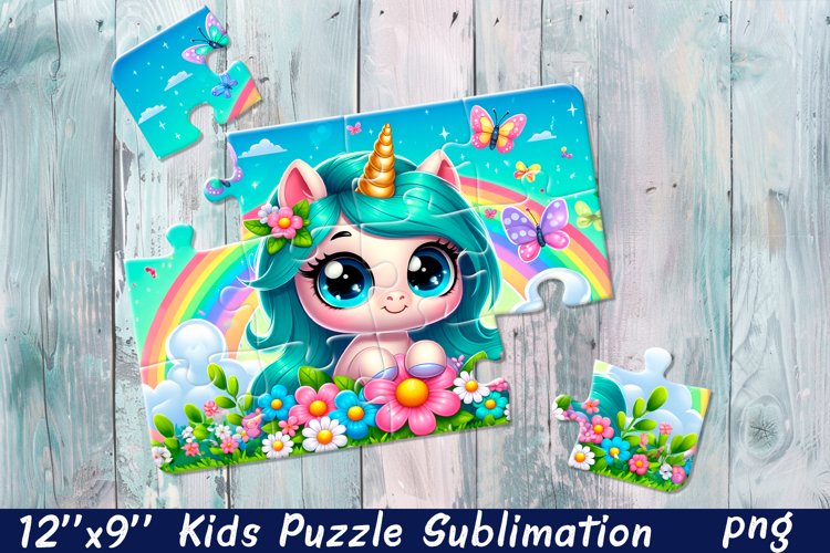 Kids puzzle | Puzzle sublimation, unicorn flowers