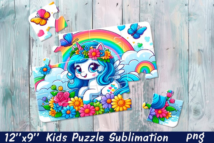 Kids puzzle | Puzzle sublimation, unicorn flowers