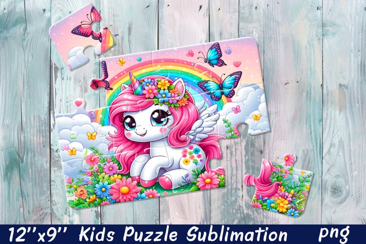 Kids puzzle | Puzzle sublimation, unicorn flowers