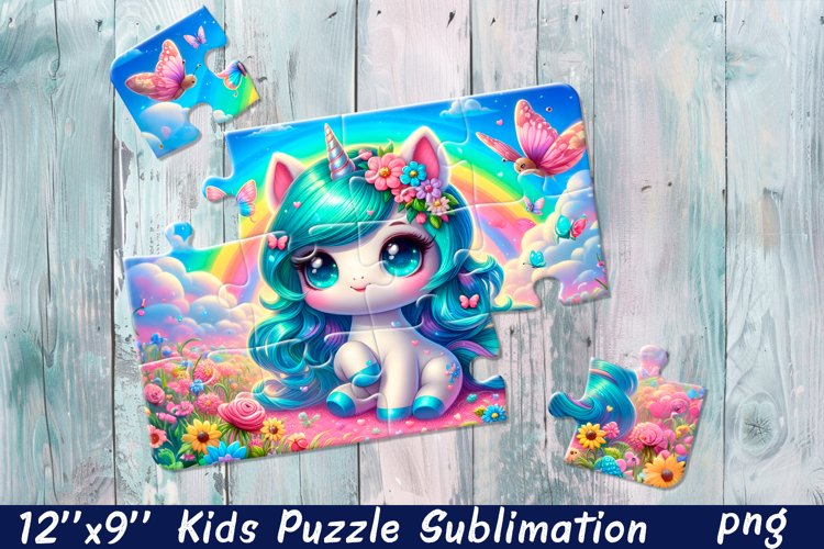 Kids puzzle | Puzzle sublimation, unicorn flowers