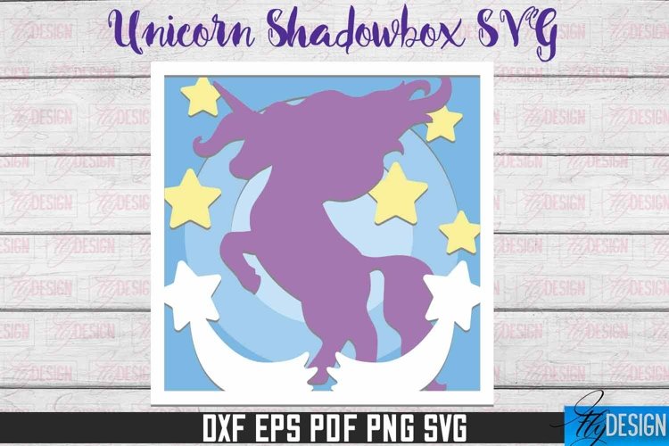 3D Unicorn Shadowbox SVG | Paper Cut Files | Paper Unicorn