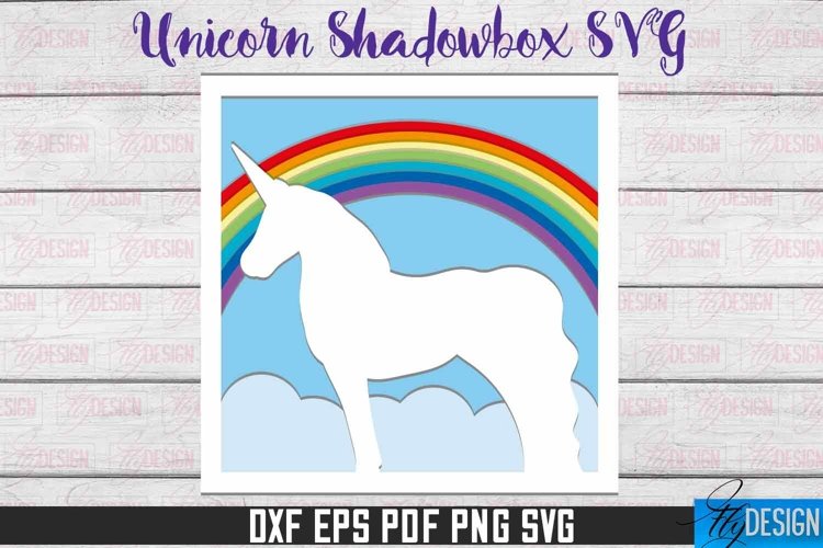 3D Unicorn Shadowbox SVG | Paper Cut Files | Paper Unicorn
