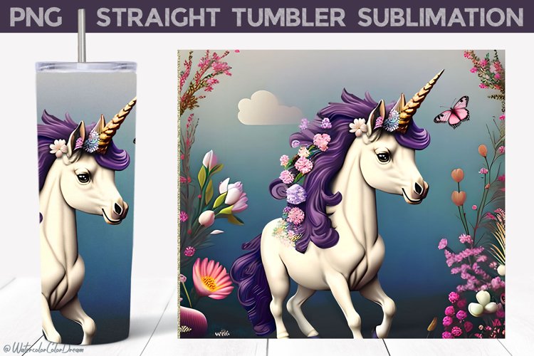 Unicorn Tumbler Wrap I Animal Sublimation Design