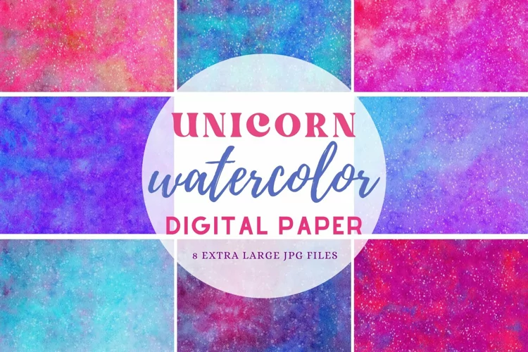 Unicorn Inspired Watercolor Paper Sublimation Backgrou