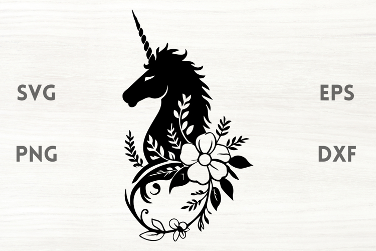 Unicorn with flower bouquet SVG