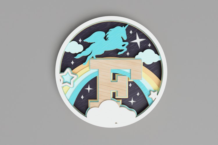Nursery Sign Laser Cut File - Magical Unicorn Letter F