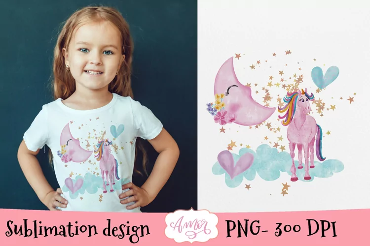 Magical Unicorn sublimation design for T-shirts