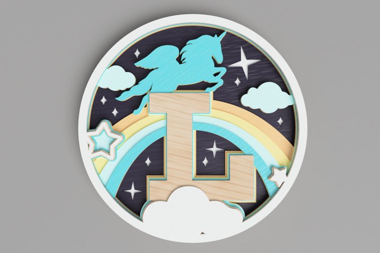 Nursery Sign Laser Cut File - Magical Unicorn Letter L