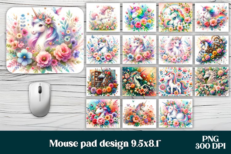 Unicorn mouse pad PNG sublimation design bundle
