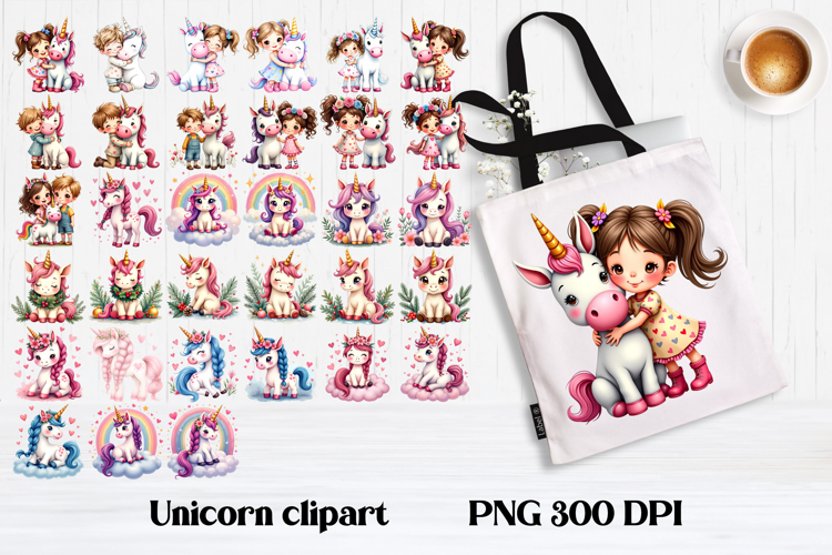 Cute unicorn kids clipart | Cute animal sublimation PNG