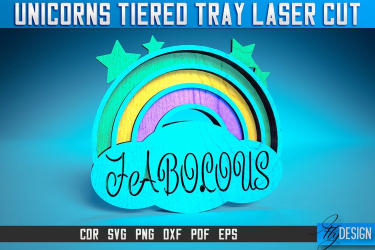 Unicorn Tiered Tray Laser Cut SVG|Magic Tiered Tray SVG