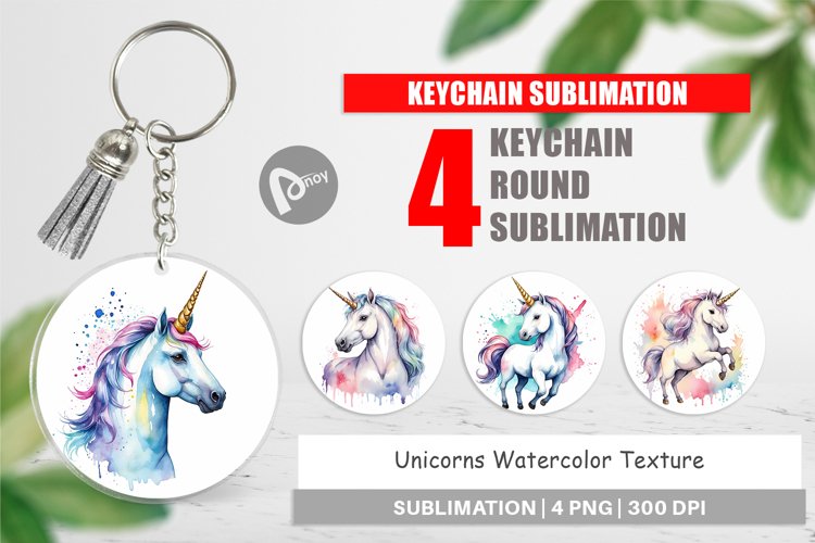 Keychain Unicorns Watercolor