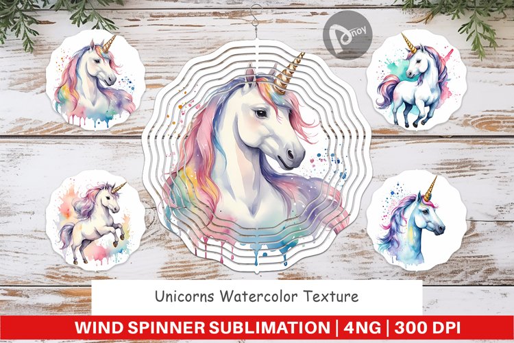 Wind Spinner Unicorns Watercolor