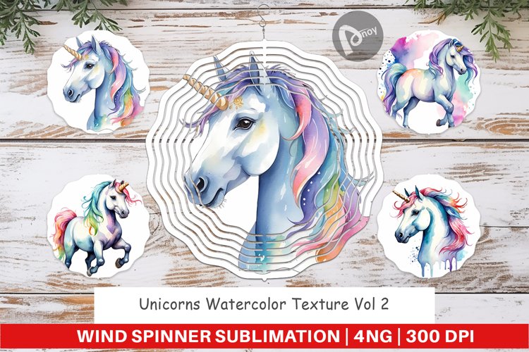 Wind Spinner Unicorns Watercolor