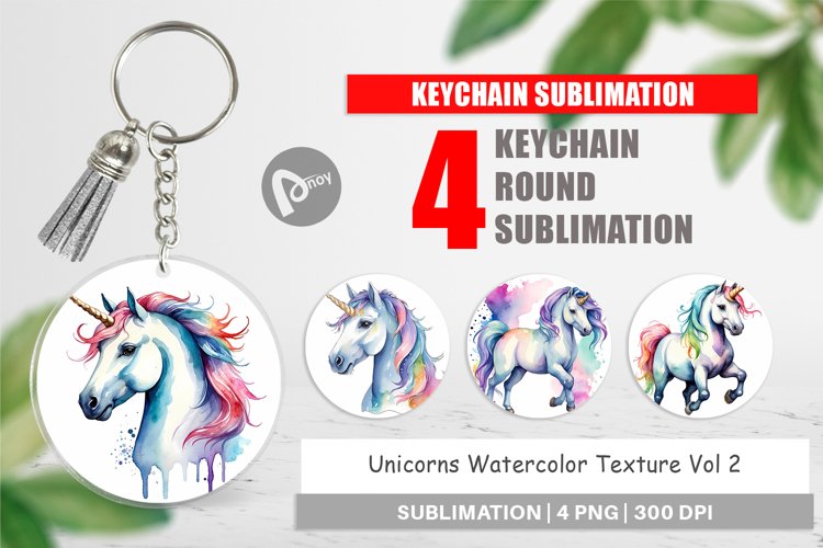 Keychain Unicorns Watercolor
