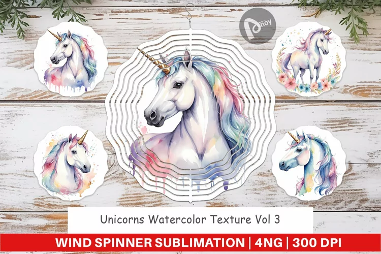 Wind Spinner Unicorns Watercolor