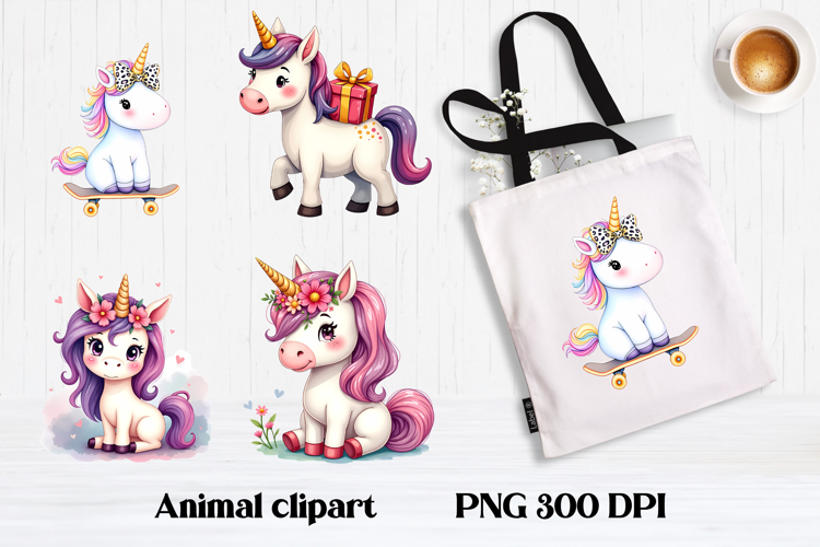 Cute unicorn clipart PNG | Cute animal sublimation design