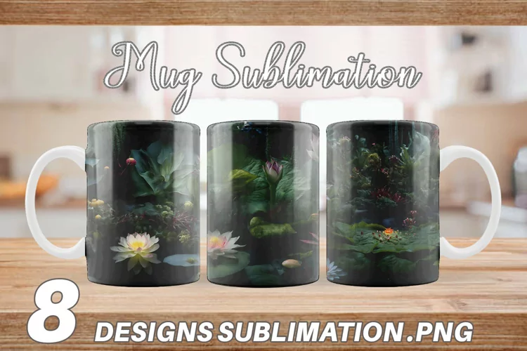 Unique Plants Background Mug sublimation design