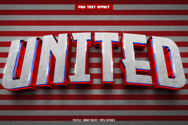United 3D editable text effect
