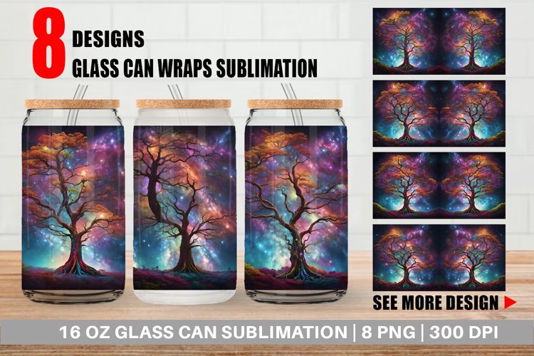 Glass Can Wraps Universe Tree
