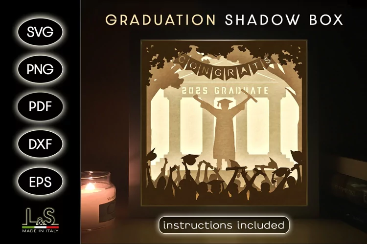 Male Graduate Lightbox Svg | College Graduation Shadow Box