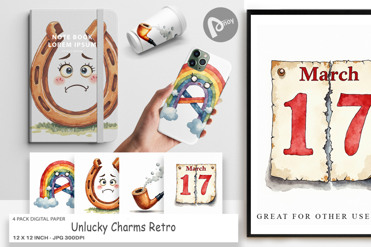 Unlucky Charms Retro Digital Paper