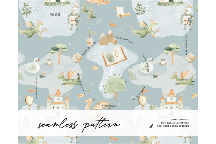 Dragon Magickingdom Nursery Fairytale Castle Knight pattern
