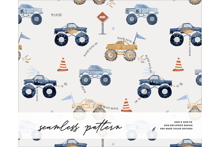 MonsterTruck Racing pattern boy Racing Offroad Bigwheel Moto