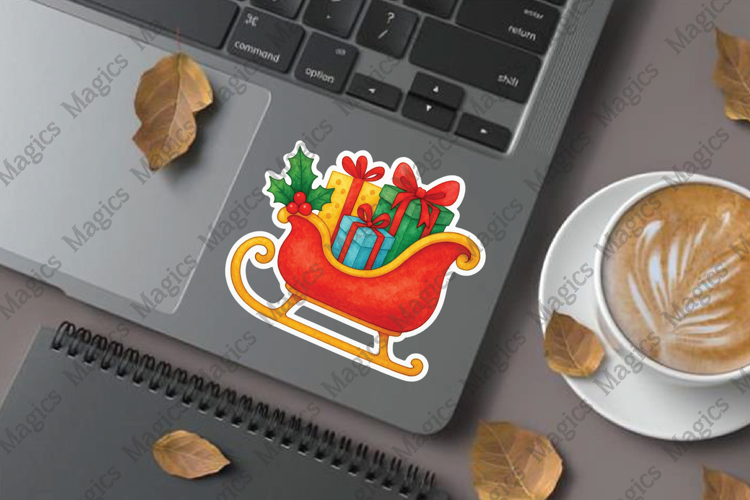 Santa sleigh Filled Stickers png stickers