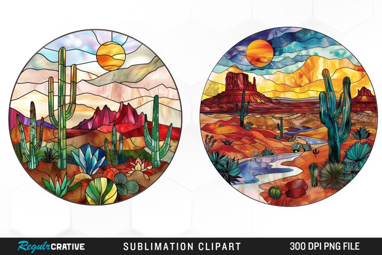 Stained Glass Desert Sublimation Clipart