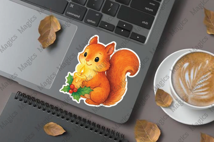 Squirrel with Christmas Candle png stickers
