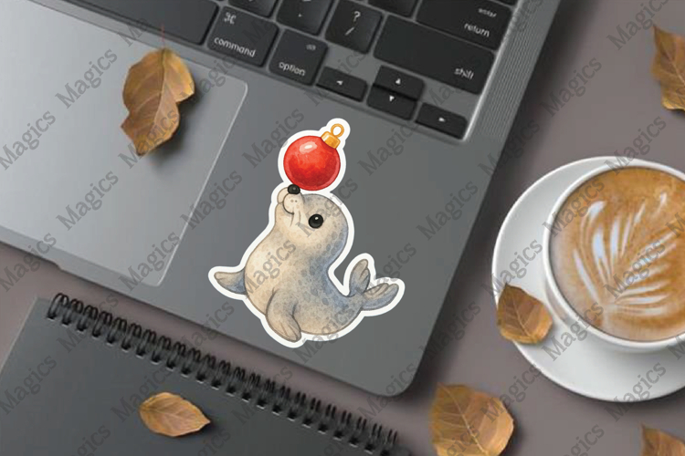 Seal Pup with Ornament png stickers