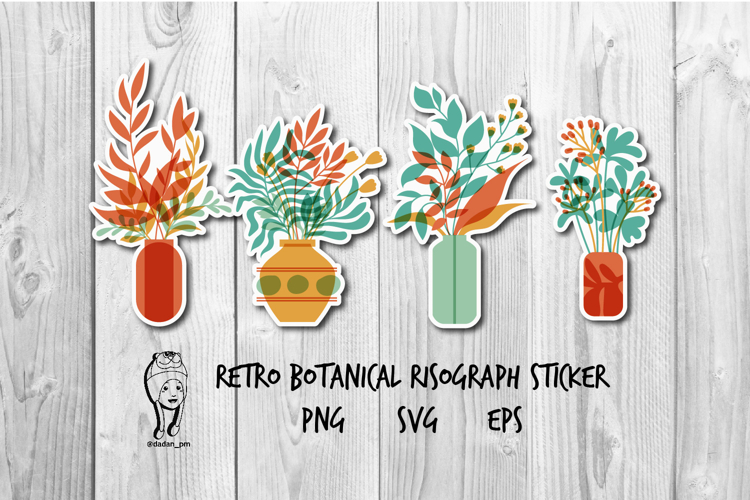 Retro Botanical Risograph sticker