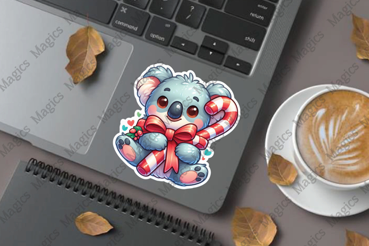 Koala Hugging Candy Cane png stickers