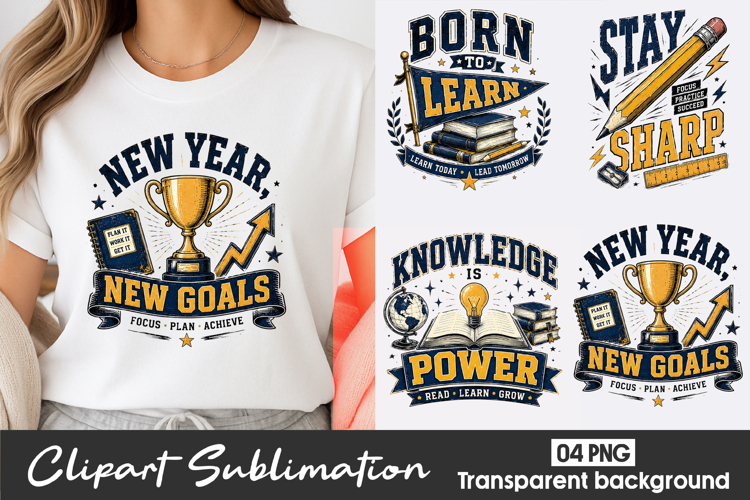 Motivational School Quotes Clipart Sublimation PNG
