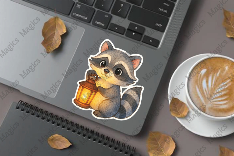 Raccoon with Festive Lantern png stickers