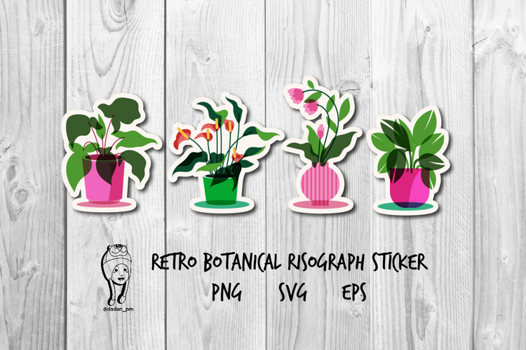 Retro Botanical Risograph sticker
