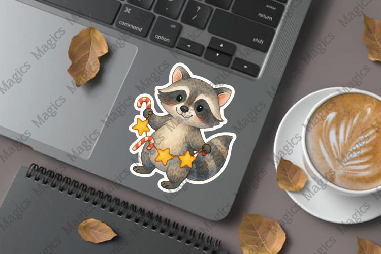Raccoon with Candy Garland png stickers