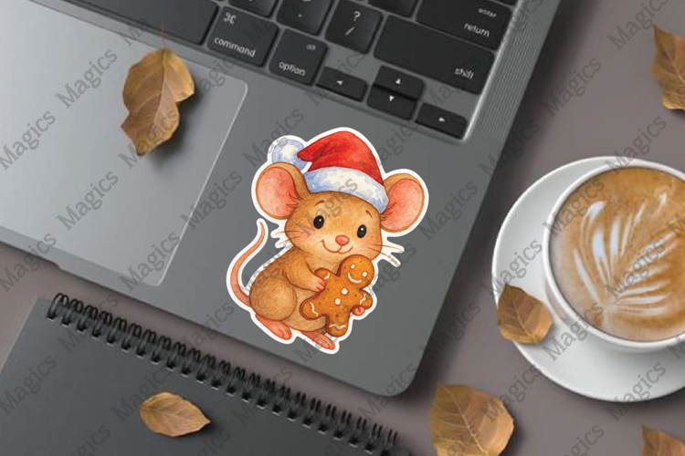 Mouse with Gingerbread png stickers