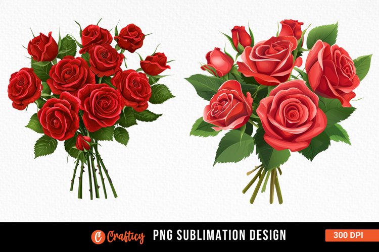 Watercolor Red Rose Bouquet Clipart