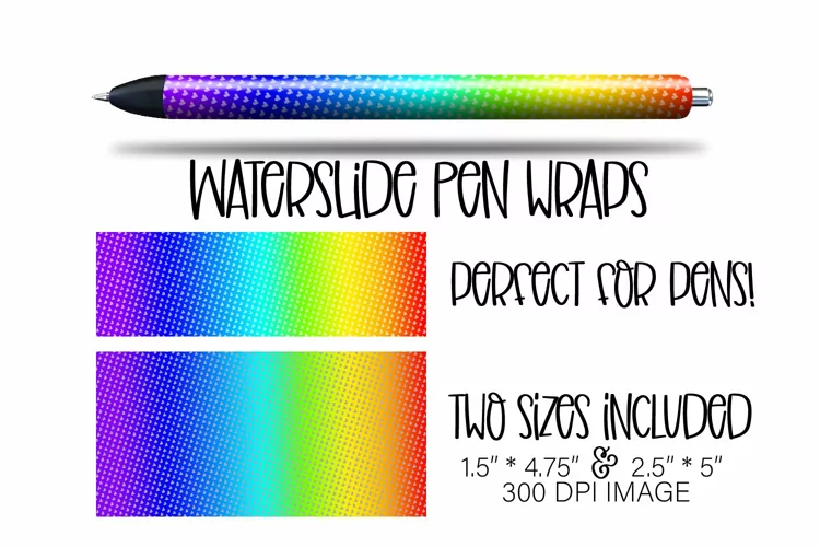 Waterslide Hearts Rainbow Pen Wrap Design