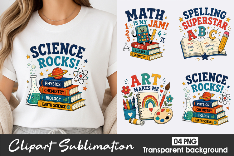 School Subject Clipart Sublimation PNG