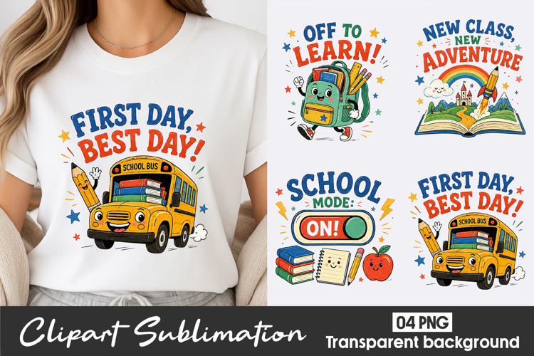Back to School Clipart Sublimation PNG