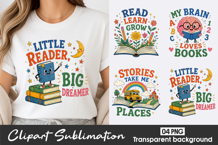 Little Reader Clipart Sublimation PNG