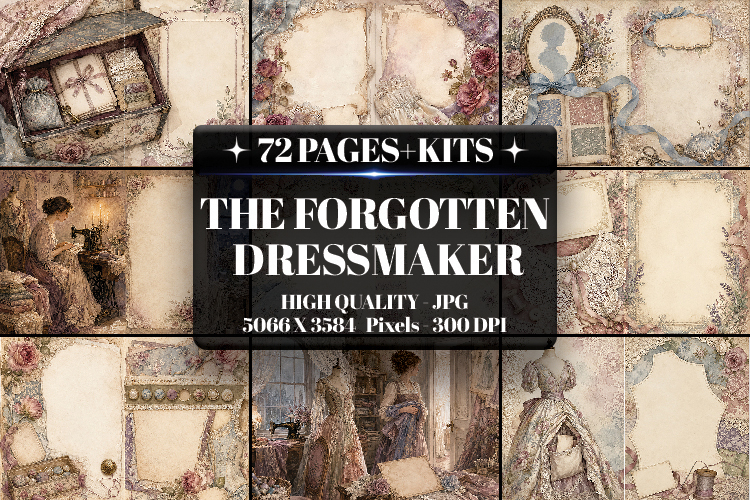 Forgotten Dressmaker Digital Paper | Junk Journal Pages